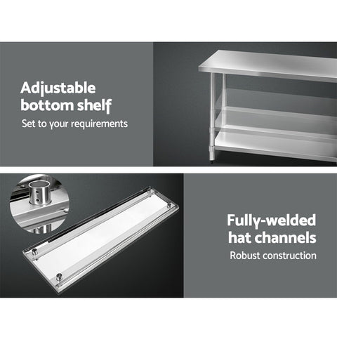 Stainless Steel Medical Work Bench - 610mm x 1829mm