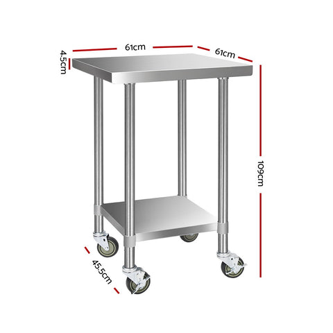 Stainless Steel Medical Work Bench Trolley - 610mm x 610mm