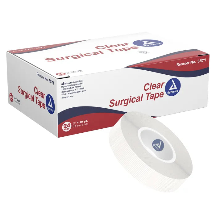 Dynarex 0.5" Clear Surgical Tape (24 Rolls)