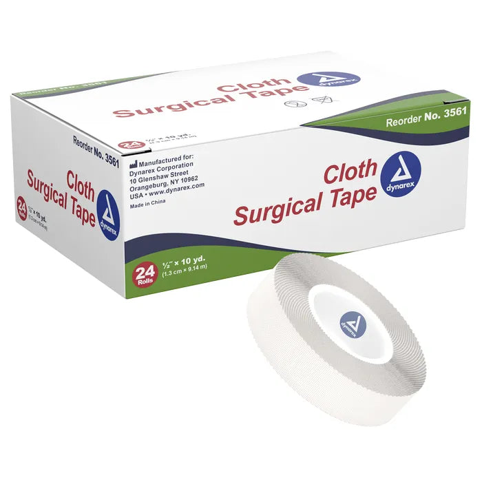 Dynarex 0.5" Cloth Surgical Tape (24 Rolls)