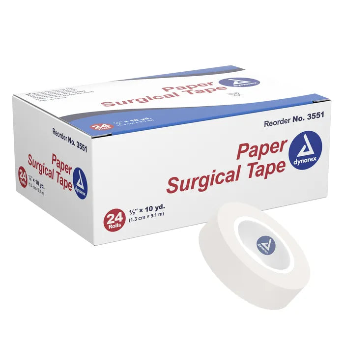 Dynarex 0.5" Paper Surgical Tape (24 Rolls)