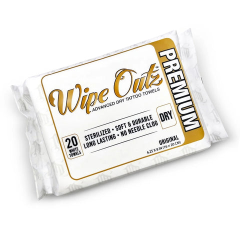 MD Wipe Outz™ Premium Dry White Tattoo Towels - 20 Pack