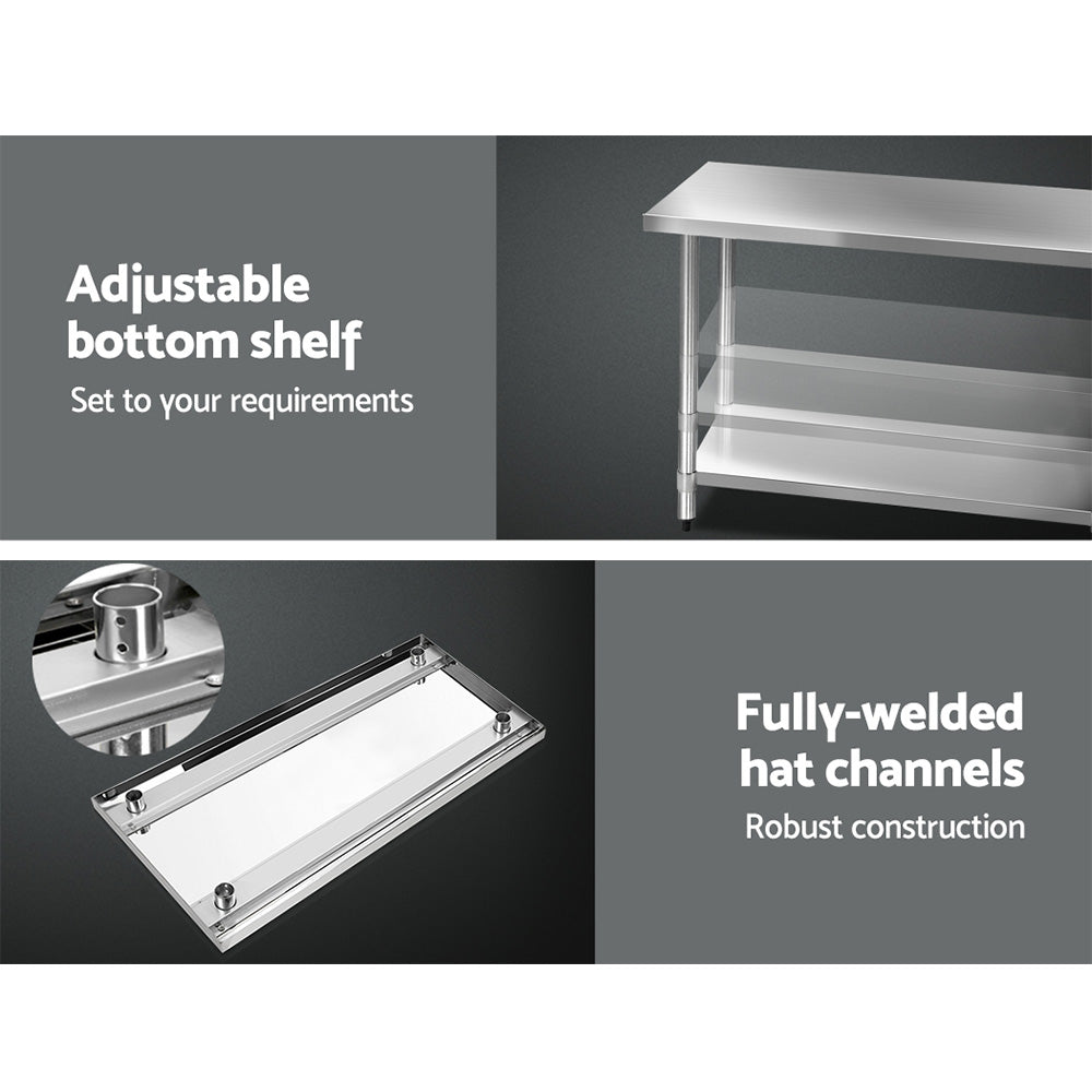 Stainless Steel Medical Work Bench Trolley - 610mm x 1524mm